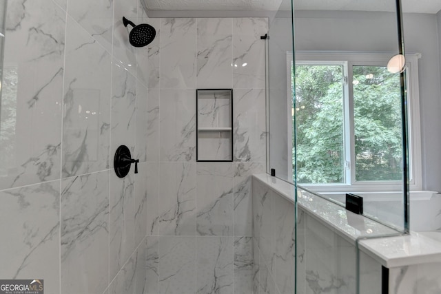 3668 Burel Mill Dr, Buford, GA 30519 - full bathroom with a marble finish shower