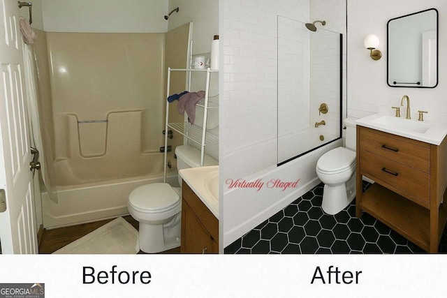4 Kelso At Peyton Dr SW, Atlanta, GA 30311 - bathroom with toilet, tub / shower combination, vanity, and tile patterned flooring