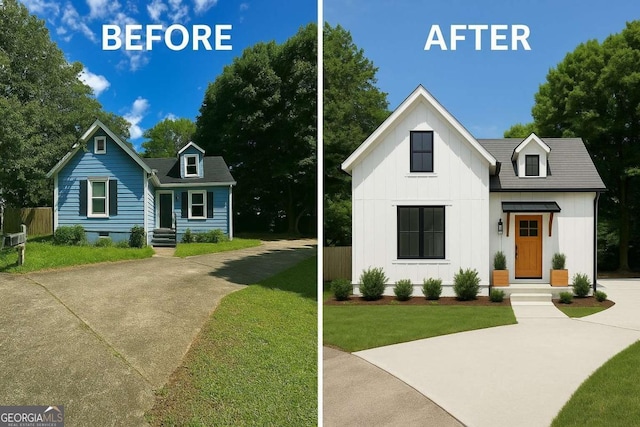 4 Kelso At Peyton Dr SW, Atlanta, GA 30311 - view of front facade featuring board and batten siding, concrete driveway, and a front lawn