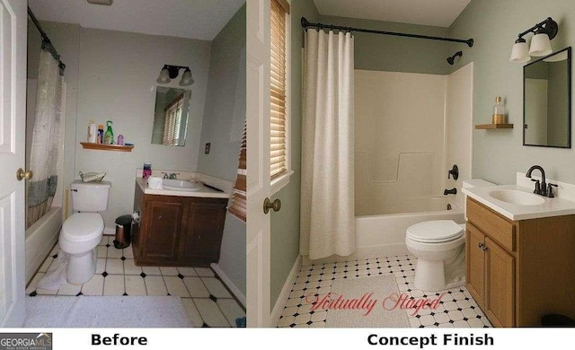 4 Kelso At Peyton Dr SW, Atlanta, GA 30311 - full bathroom with toilet, shower / bath combo, vanity, and tile patterned flooring