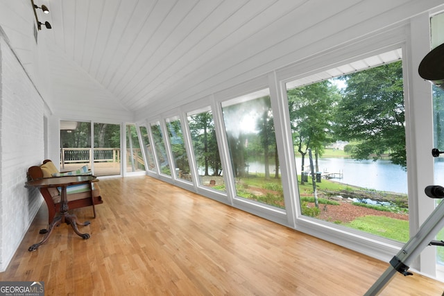 312 Flat Shoals Church Rd, Stockbridge, GA 30281 - sunroom featuring a water view and wood finished floors