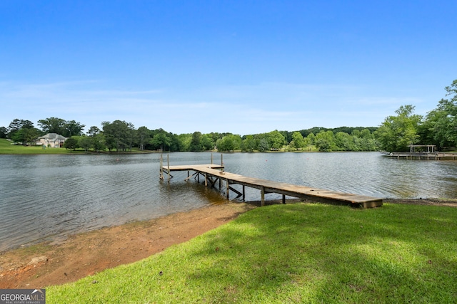 312 Flat Shoals Church Rd, Stockbridge, GA 30281 - dock with a water view and a lawn