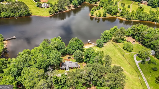 312 Flat Shoals Church Rd, Stockbridge, GA 30281 - drone / aerial view of a nearby body of water and a tree filled landscape
