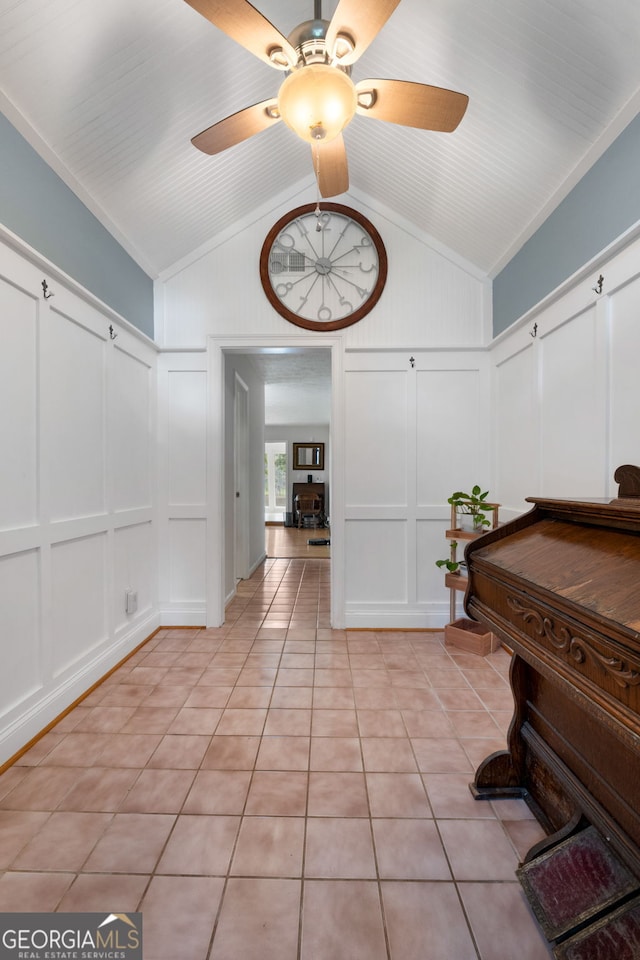 312 Flat Shoals Church Rd, Stockbridge, GA 30281 - corridor with a decorative wall, lofted ceiling, and light tile patterned floors