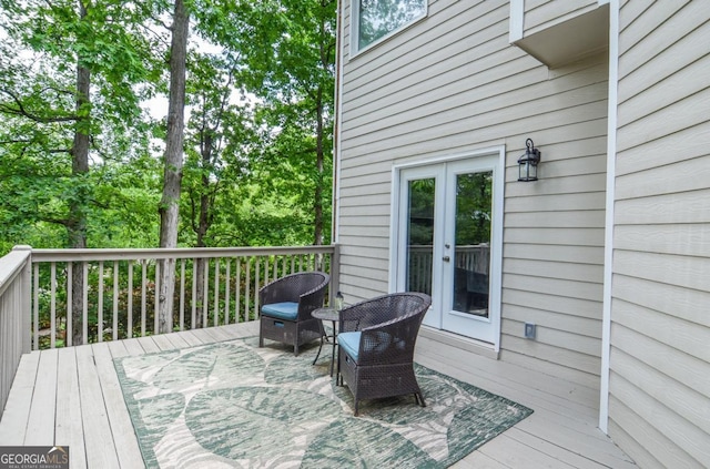 6450 Oak Valley Dr, Cumming, GA 30040 - wooden terrace with french doors