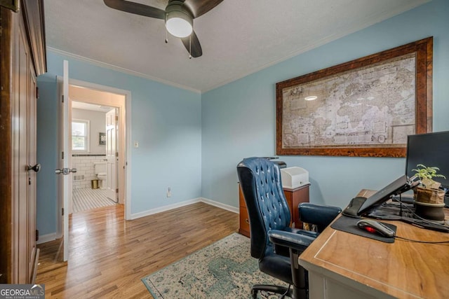 27 Graham Rd, Dallas, GA 30132 - office space with ornamental molding, a ceiling fan, wood finished floors, and baseboards