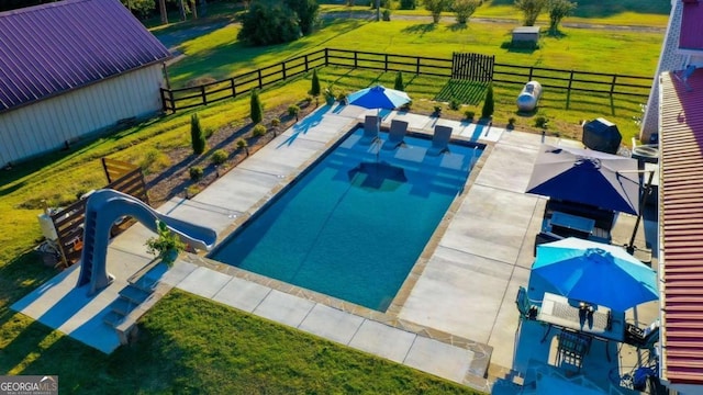 27 Graham Rd, Dallas, GA 30132 - view of pool featuring a water slide and a patio