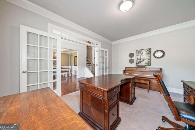 3230 Sundew Dr NW, Acworth, GA 30101 - office featuring french doors and crown molding