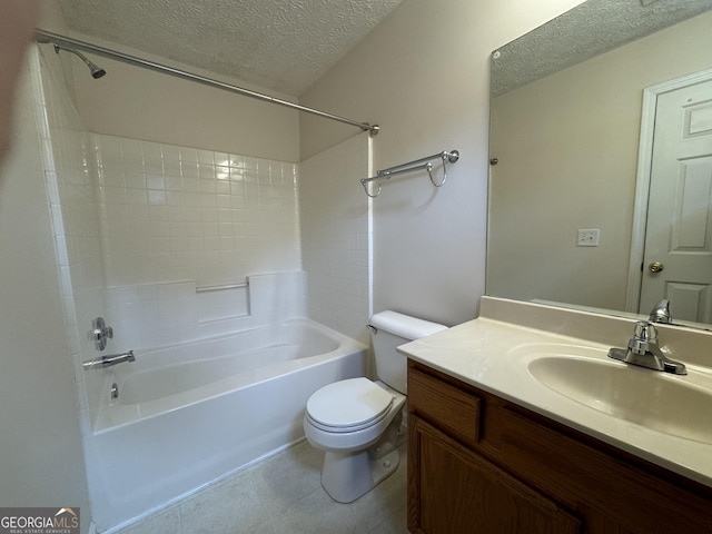 218 Osmanthus Way, Canton, GA 30114 - full bathroom featuring a textured ceiling, vanity, shower / tub combination, and tile patterned flooring