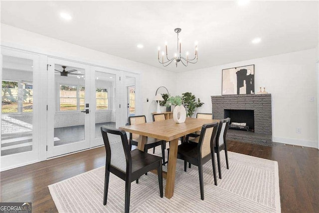 380 Atwood Dr NW, Marietta, GA 30064 - dining room with french doors, wood finished floors, a chandelier, recessed lighting, and baseboards