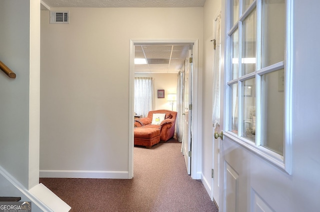 1935 Shrader Ct, Lawrenceville, GA 30044 - corridor with carpet, baseboards, and a paneled ceiling