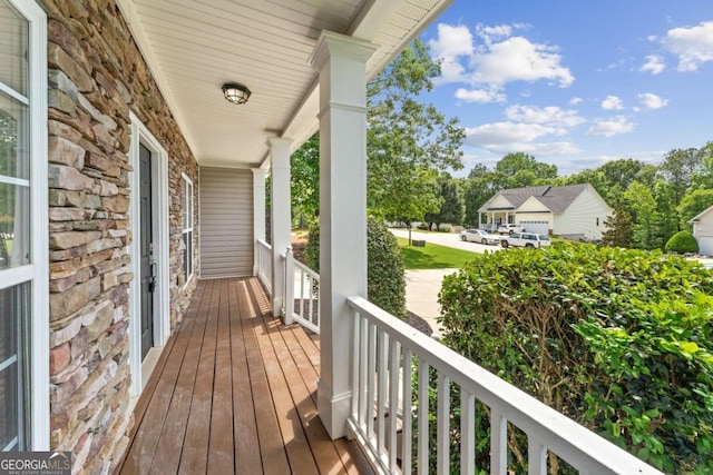 deck with covered porch