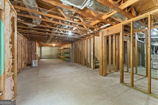 view of unfinished basement