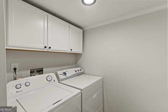 111 Northdale Pl, Lawrenceville, GA 30046 - washroom featuring independent washer and dryer, cabinet space, and crown molding