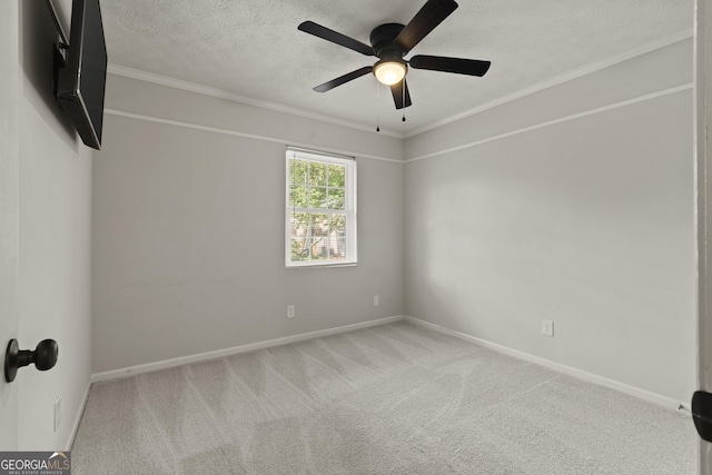 111 Northdale Pl, Lawrenceville, GA 30046 - carpeted spare room featuring baseboards, a ceiling fan, a textured ceiling, and ornamental molding