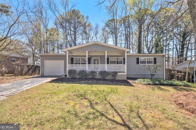 1602 Sycamore Dr NW, Kennesaw, GA 30152 - ranch-style home with an attached garage, a porch, and driveway