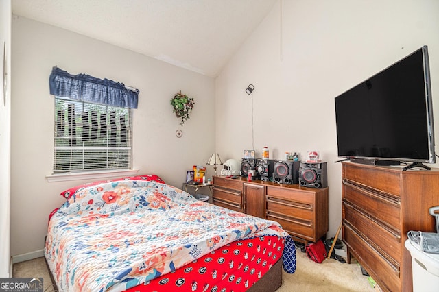 643 Lora Smith Rd, Newnan, GA 30265 - bedroom with light carpet and lofted ceiling