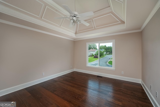 102 Peaceful Vw, Acworth, GA 30102 - spare room featuring dark wood-type flooring, a ceiling fan, and ornamental molding