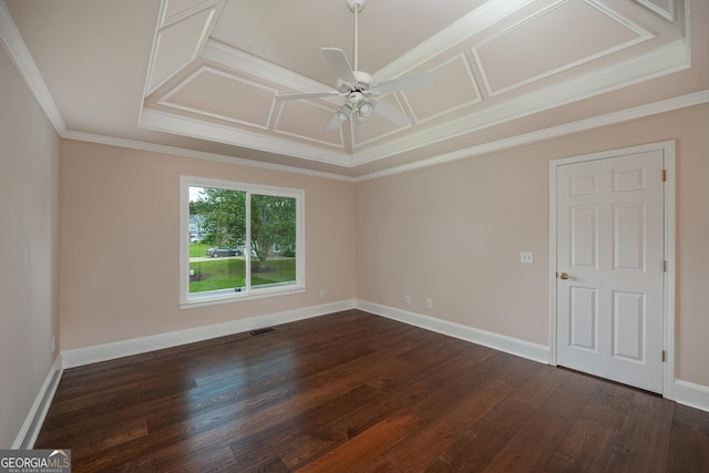 102 Peaceful Vw, Acworth, GA 30102 - spare room with dark wood-type flooring, ceiling fan, and ornamental molding