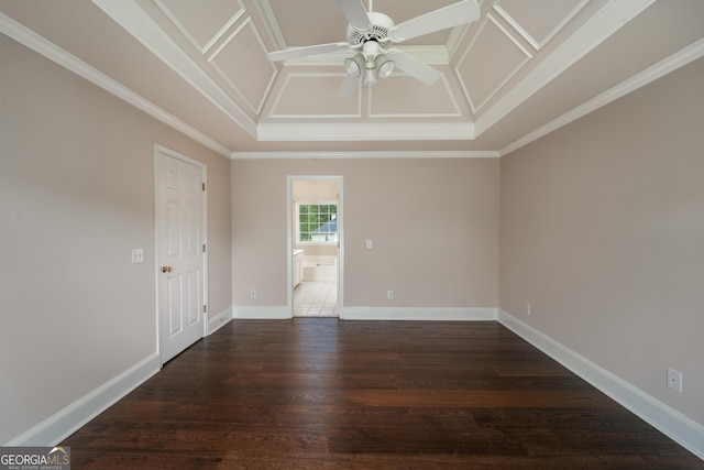 102 Peaceful Vw, Acworth, GA 30102 - empty room featuring a ceiling fan, dark wood-type flooring, and crown molding