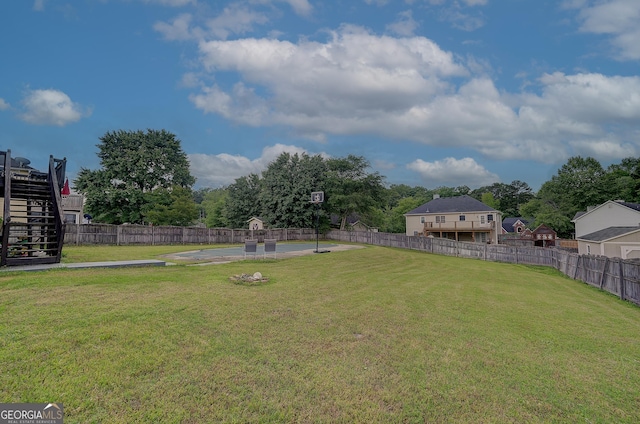 102 Peaceful Vw, Acworth, GA 30102 - fenced backyard featuring basketball court and stairs