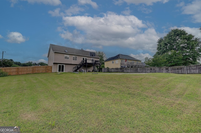 102 Peaceful Vw, Acworth, GA 30102 - fenced backyard with stairs and a deck