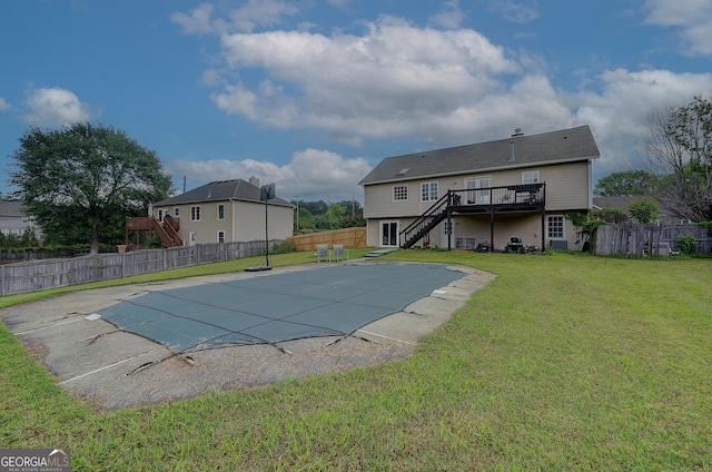 102 Peaceful Vw, Acworth, GA 30102 - view of swimming pool featuring stairs, a deck, and a fenced backyard
