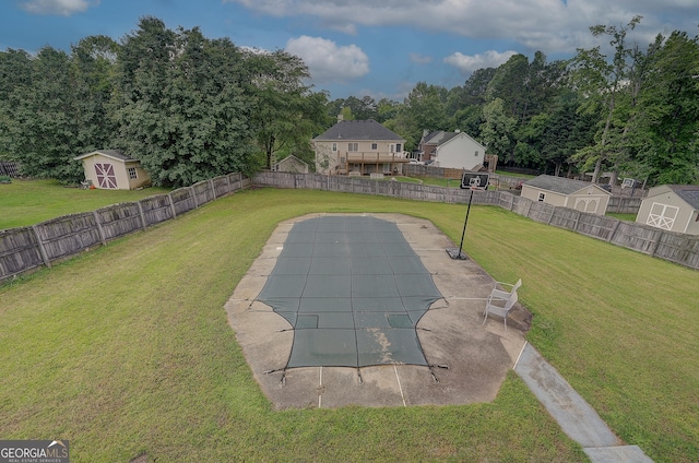 102 Peaceful Vw, Acworth, GA 30102 - fenced backyard featuring a storage shed and a patio