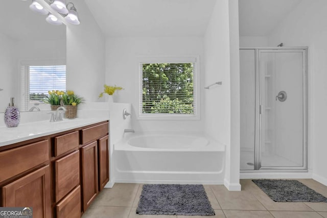 1929 Brightleaf Way, Marietta, GA 30060 - bathroom with vanity, a shower stall, a bath, and healthy amount of natural light