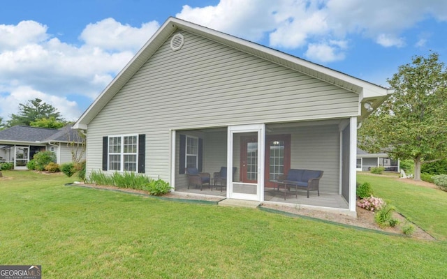 48 Morningview Pl, Blue Ridge, GA 30513 - back of property featuring a yard, a sunroom, and a patio