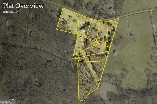 538 Davis Rd, Jefferson, GA 30549 - aerial view of property's location with property parcel outlined