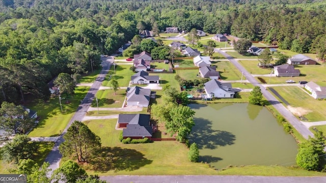 2507 Wateringhole Ct, Statesboro, GA 30458 - aerial perspective of suburban area with a heavily wooded area and a nearby body of water
