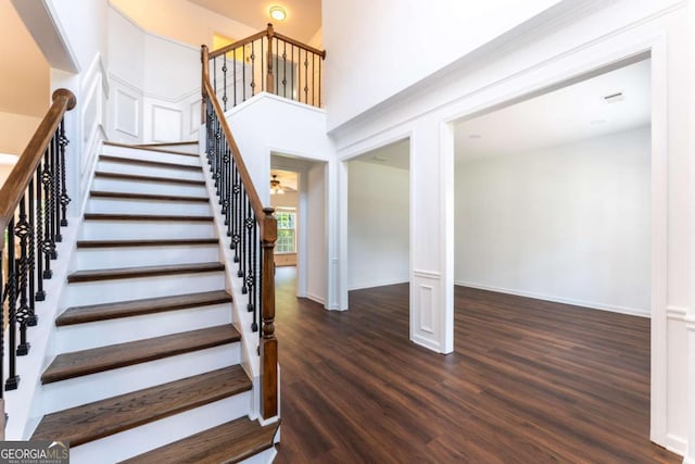 5281 Tormeall Trce, Suwanee, GA 30024 - stairway with wood finished floors