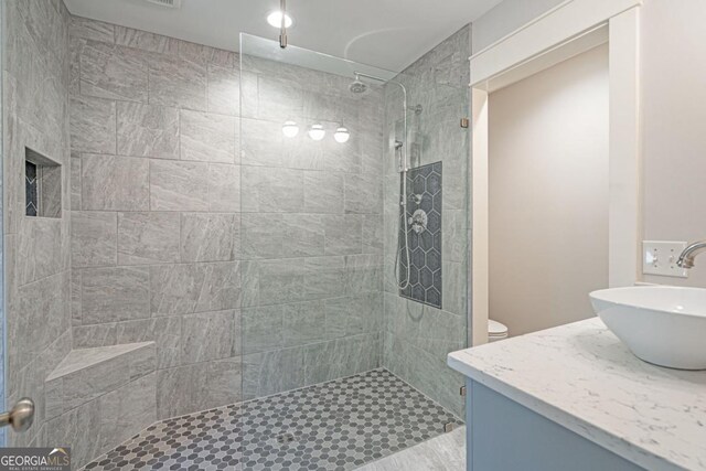 1443 Ebenezer Rd, Rincon, GA 31326 - full bathroom with vanity, walk in shower, and toilet