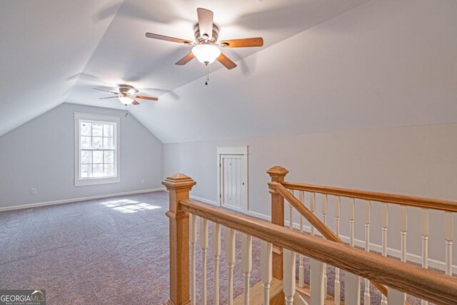 1443 Ebenezer Rd, Rincon, GA 31326 - additional living space featuring lofted ceiling, carpet flooring, baseboards, and a ceiling fan
