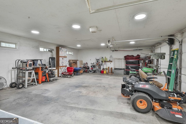garage with recessed lighting