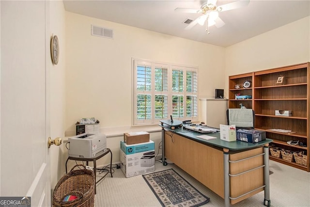 4045 Bonnett Creek Ln, Hoschton, GA 30548 - office space featuring a ceiling fan and light carpet