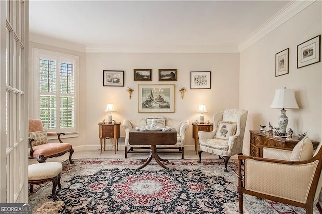 4045 Bonnett Creek Ln, Hoschton, GA 30548 - living area featuring ornamental molding and baseboards