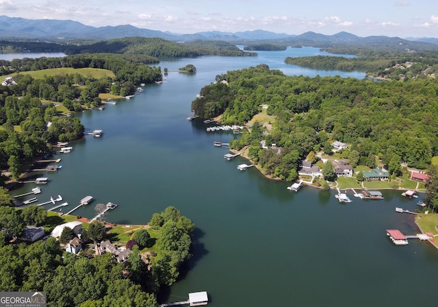 327 Chatuge Village Cir, Hayesville, NC 28904 - bird's eye view of a water and mountain view and a forest