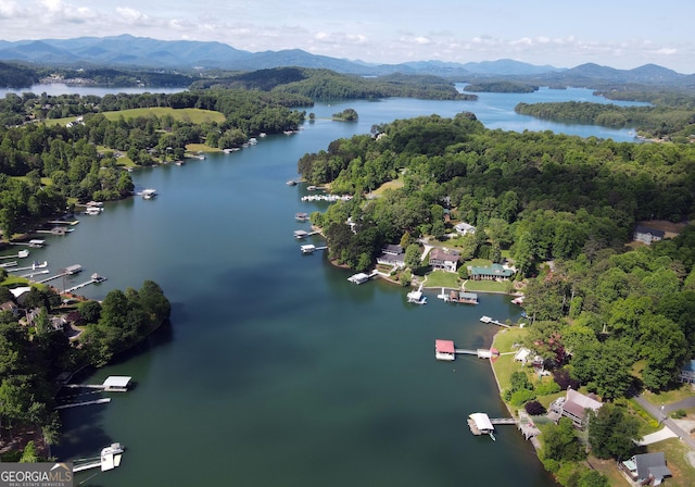 327 Chatuge Village Cir, Hayesville, NC 28904 - aerial view of a water and mountain view and a heavily wooded area