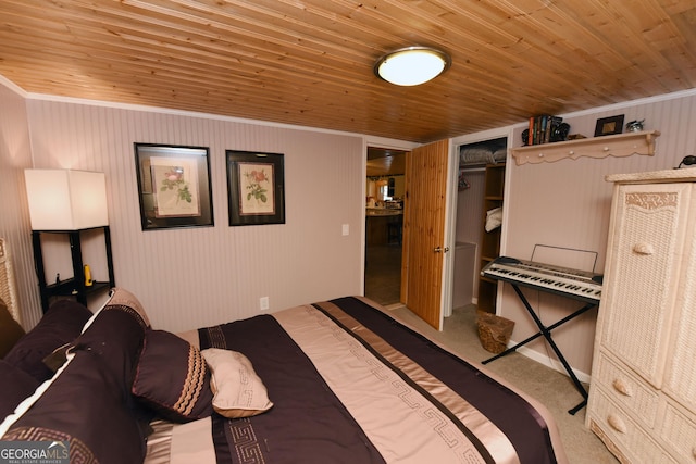 327 Chatuge Village Cir, Hayesville, NC 28904 - carpeted bedroom with crown molding, wooden ceiling, and a closet