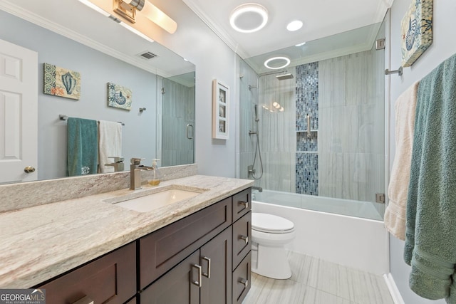 27 Jefferson Hill Pl NE, Atlanta, GA 30342 - full bath featuring vanity, ornamental molding, and shower / bath combination with glass door