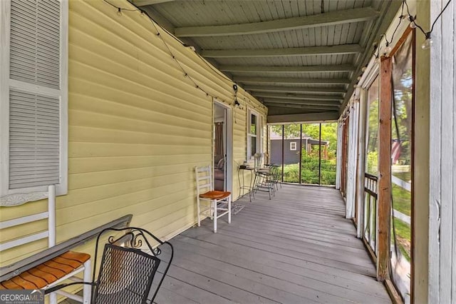 deck featuring covered porch