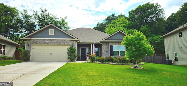395 Brooks Village Dr, Pendergrass, GA 30567 - craftsman inspired home featuring an attached garage, concrete driveway, central AC, and brick siding