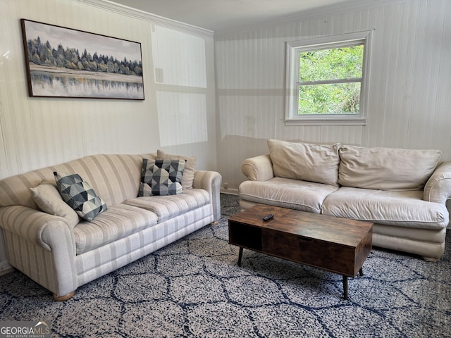 13327 US Highway 17, Woodbine, GA 31569 - living room featuring carpet floors and ornamental molding