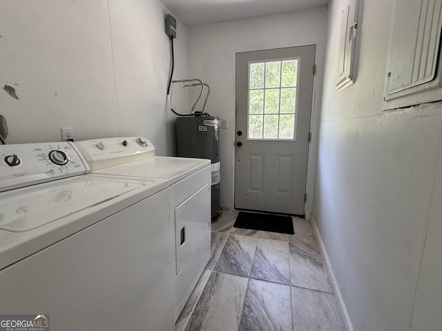 13327 US Highway 17, Woodbine, GA 31569 - laundry area with electric water heater, washer and clothes dryer, and electric panel
