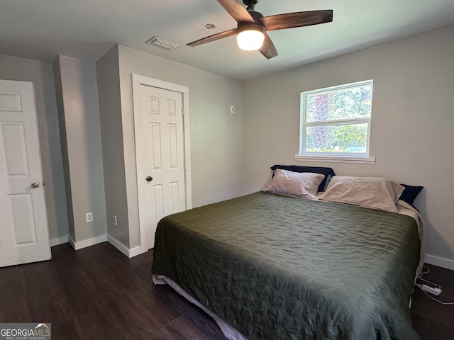 13327 US Highway 17, Woodbine, GA 31569 - bedroom featuring dark wood-style flooring and ceiling fan