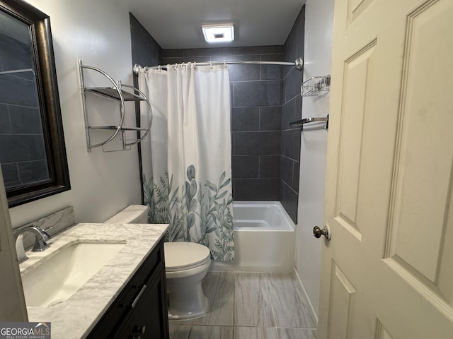 13327 US Highway 17, Woodbine, GA 31569 - full bath with vanity, shower / tub combo with curtain, and marble finish floors