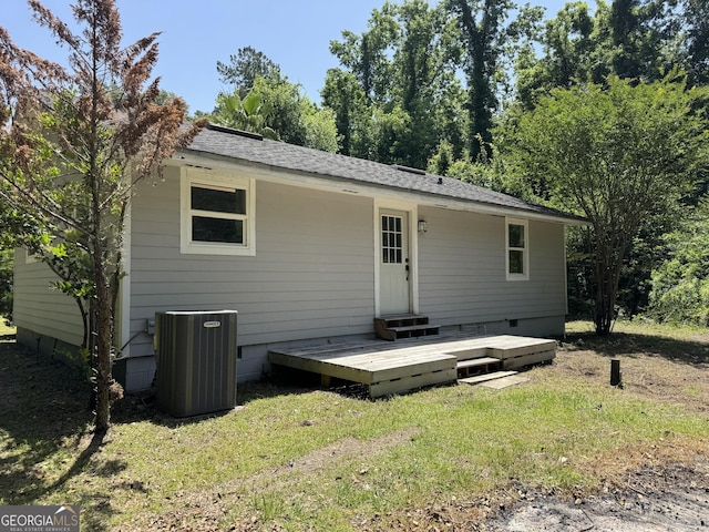 13327 US Highway 17, Woodbine, GA 31569 - back of house featuring crawl space, a lawn, and a shingled roof