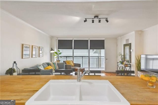 620 Peachtree St NE Unit 403, Atlanta, GA 30308 - living room with wood finished floors and ornamental molding